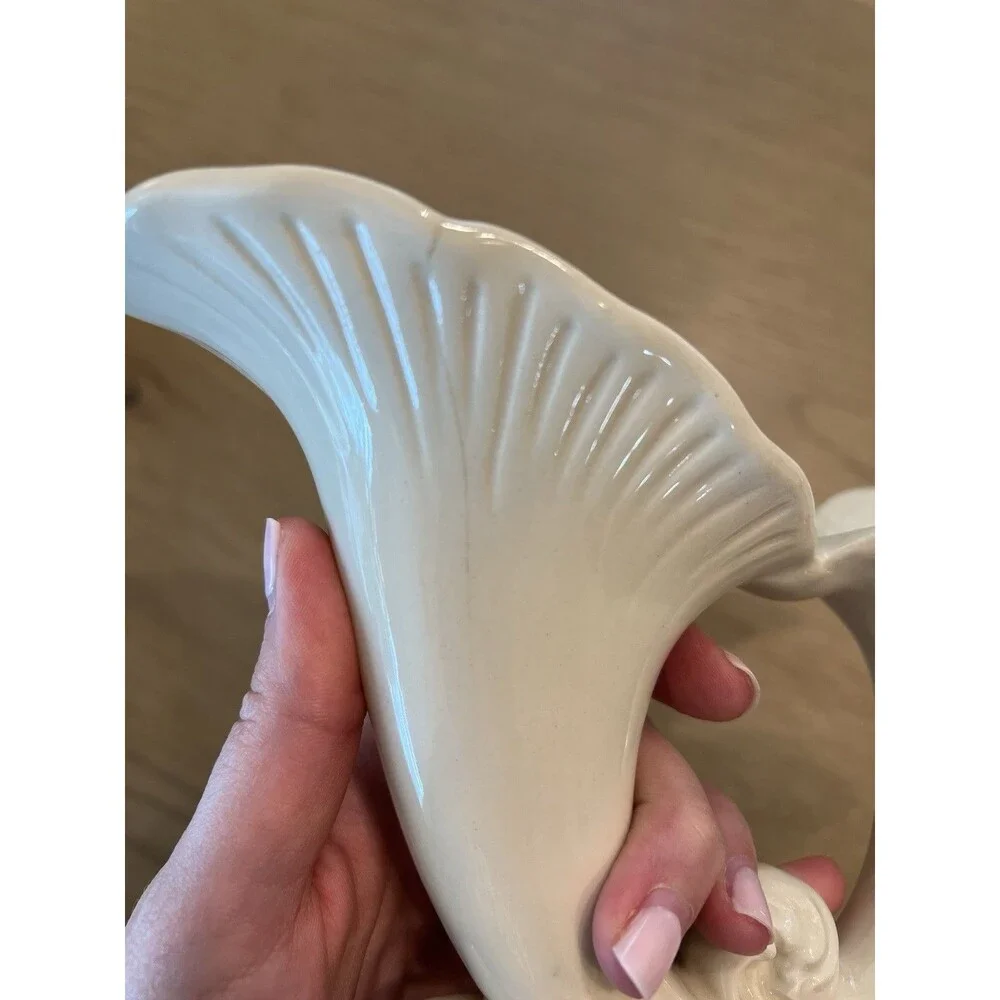 Vintage Light Pink Double Cornucopia - 5-1/2" Tall - Gloss Finish - Picture 8 of 8